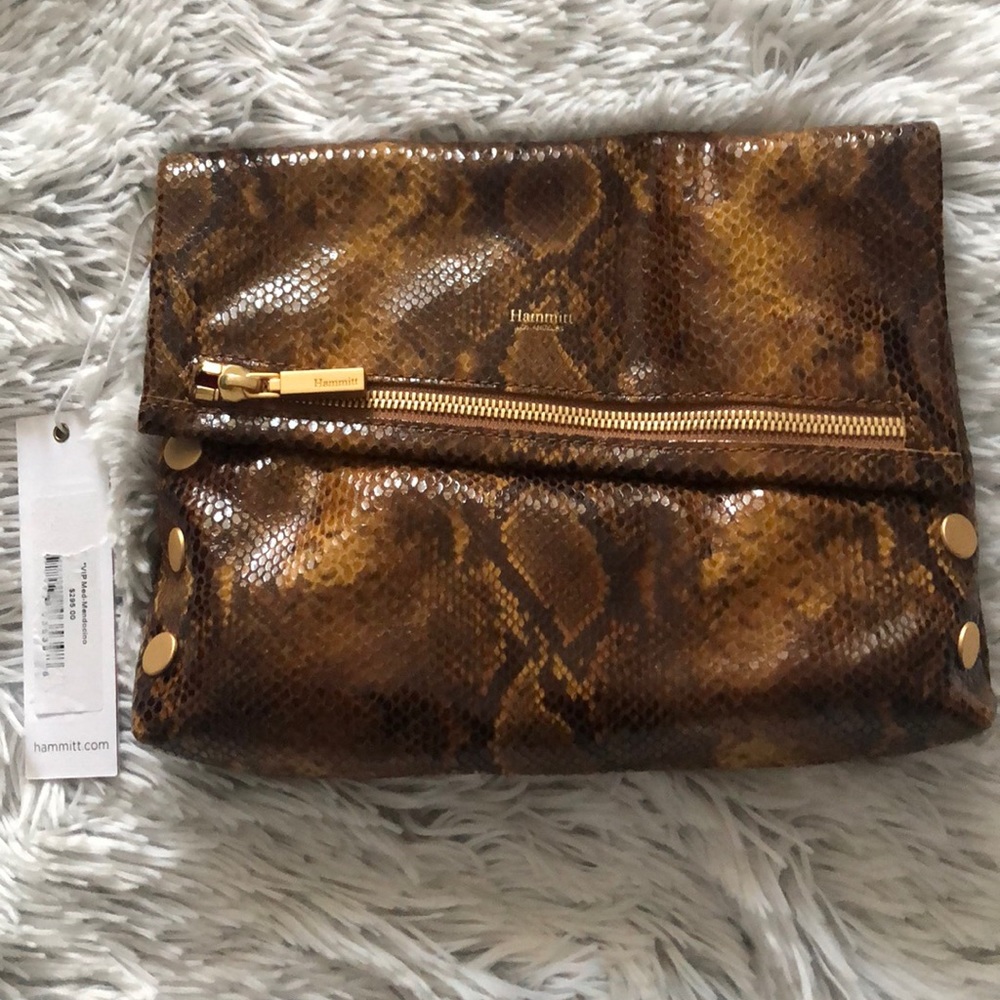 Hammitt Snake Pattern Crossbody Bag with Gold Details